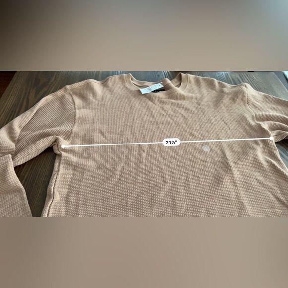 PACSUN Men’s Waffle Knit Shirt long sleeve‎ distressed NWT brown - Picture 12 of 13